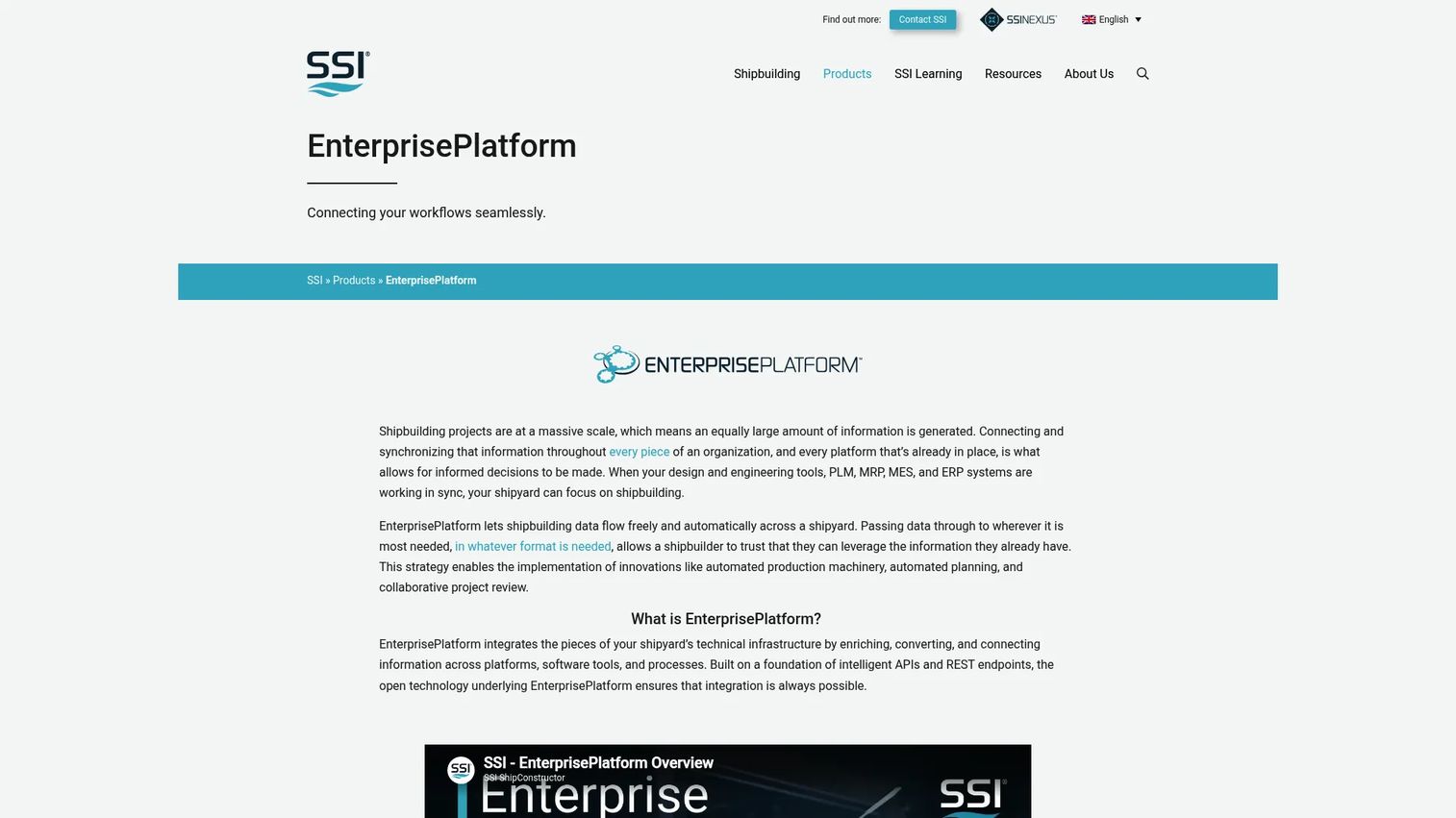 SSI EnterprisePlatform product page