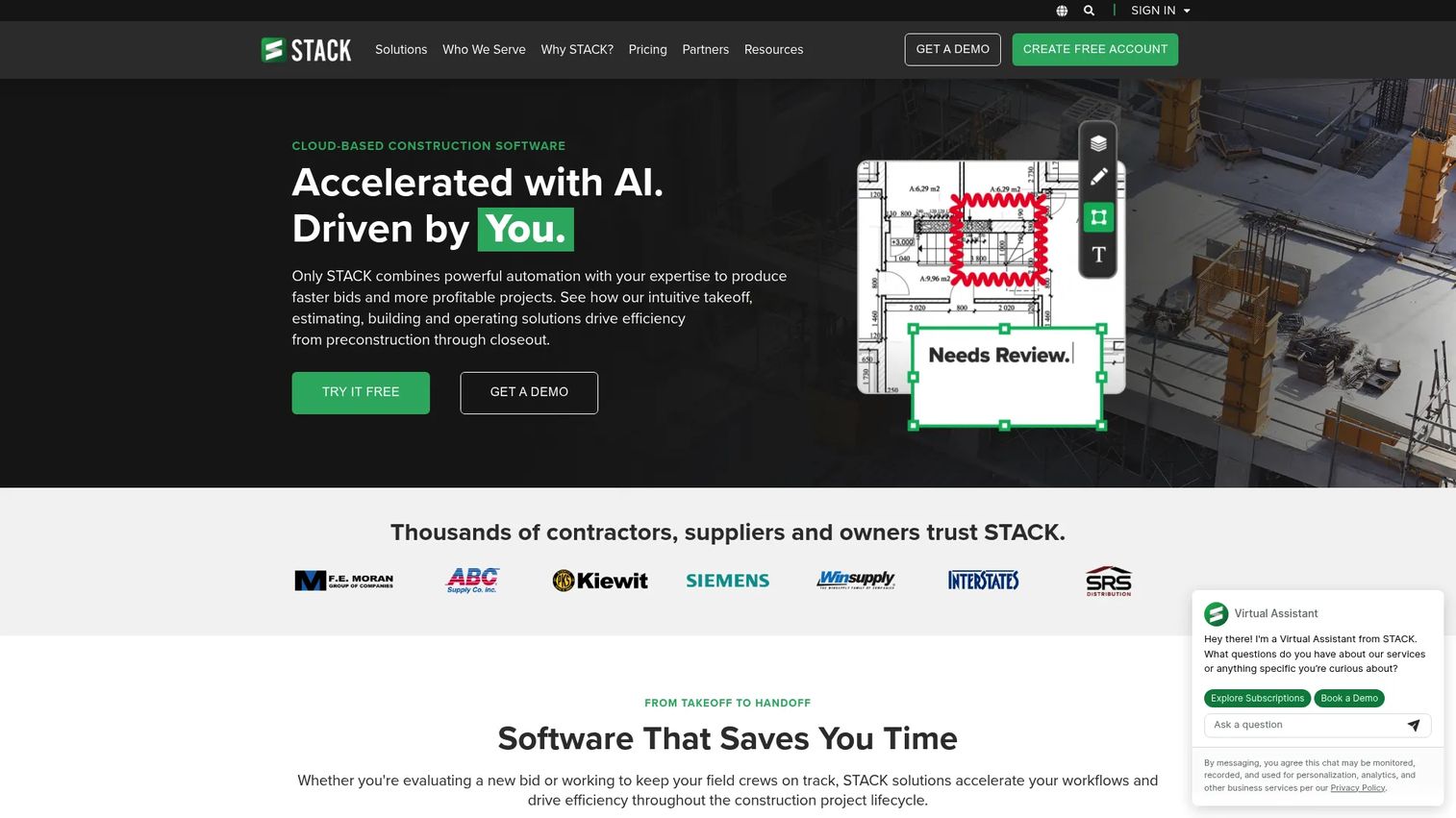 STACK cloud takeoff and estimating software homepage