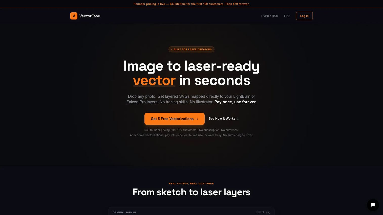 VectorEase image-to-vector tool interface