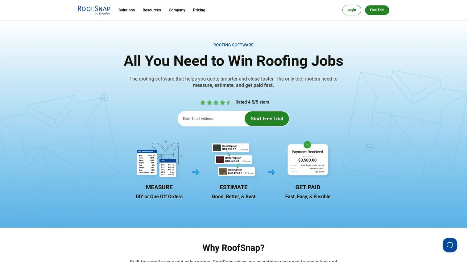 RoofSnap fast roofing estimate and measurement software