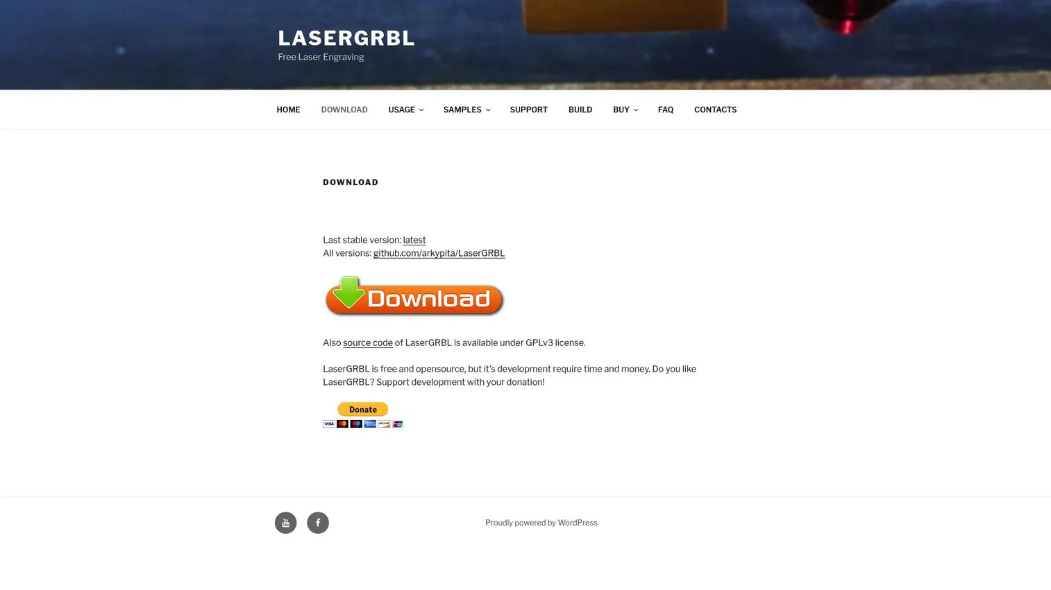 LaserGRBL free laser engraving software download page