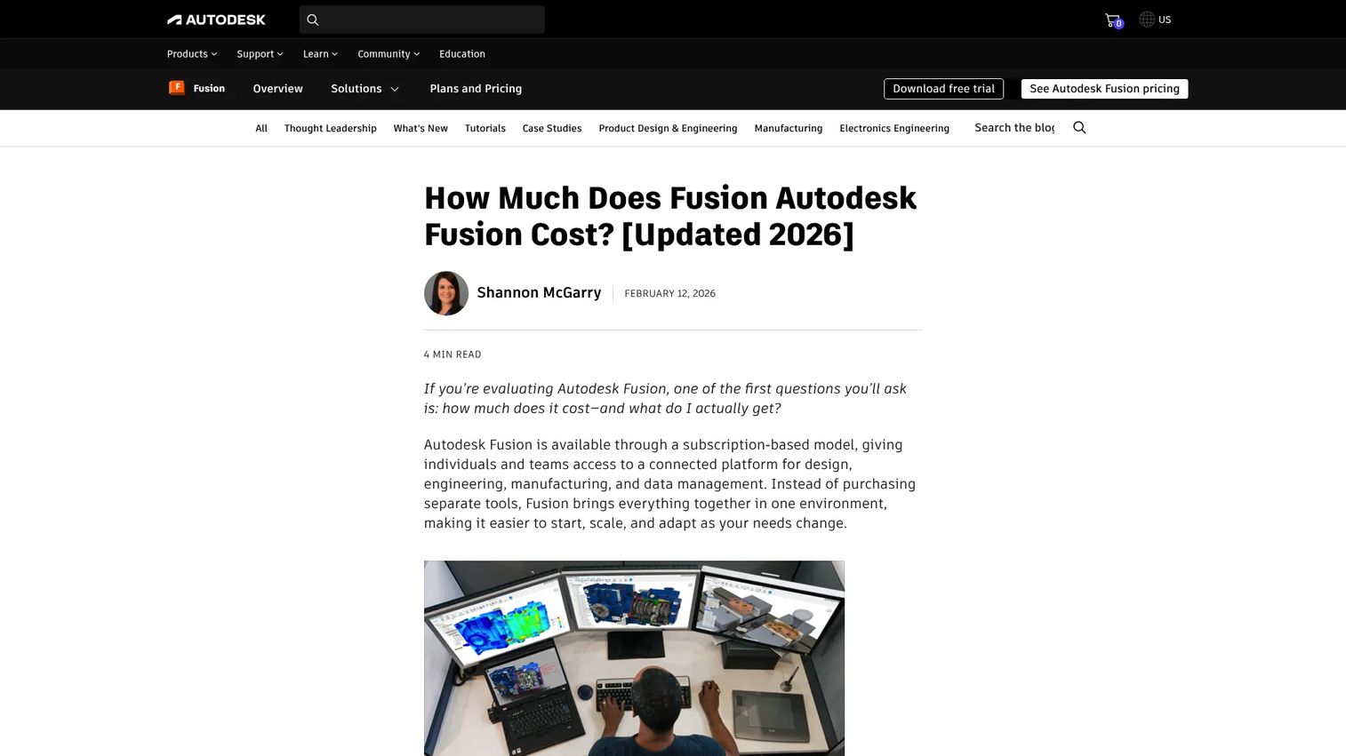 Autodesk Fusion CAD CAM design software page