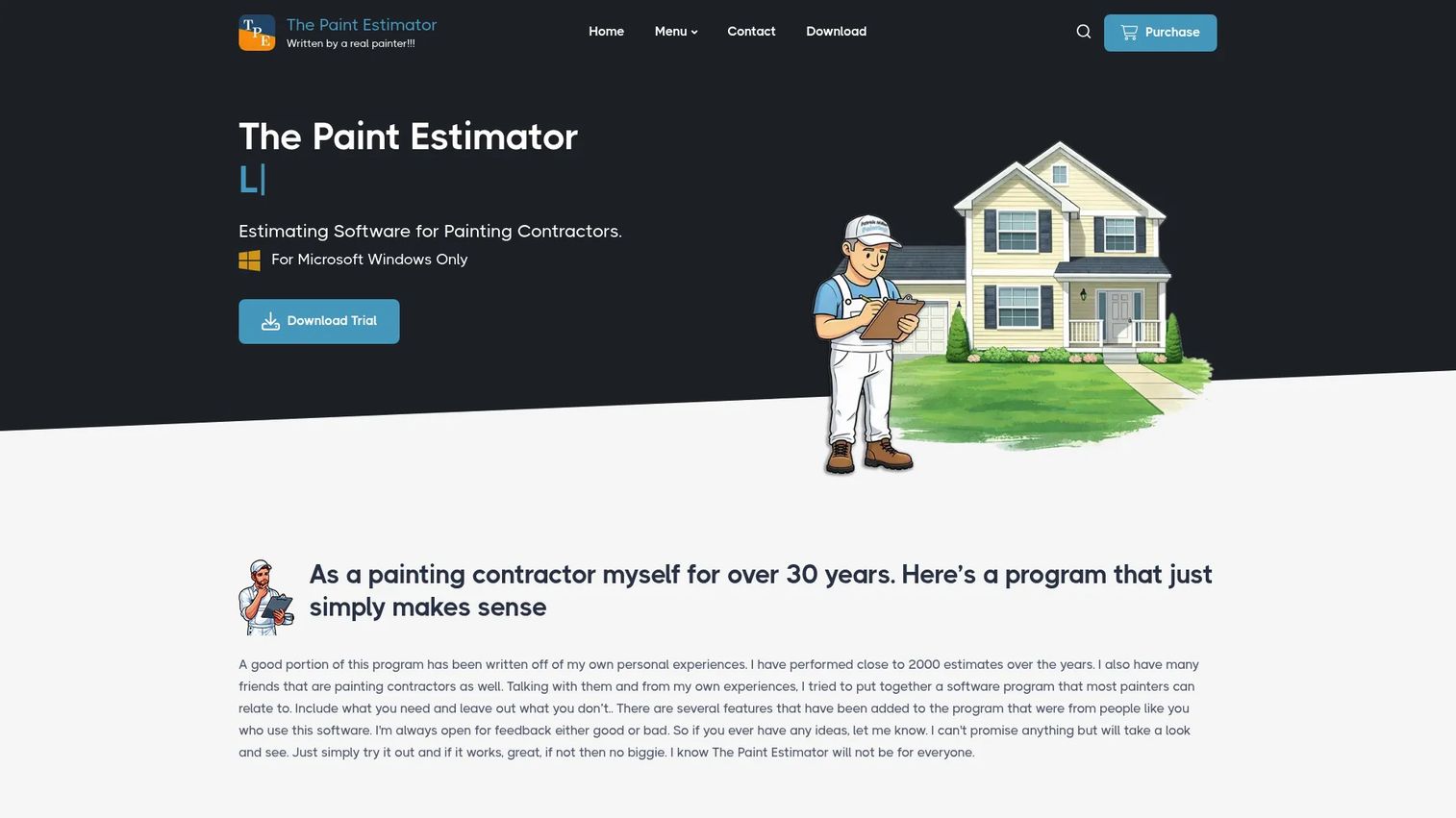 The Paint Estimator Windows desktop estimating software interface