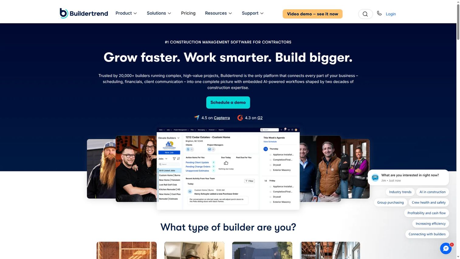 Buildertrend construction management platform interface