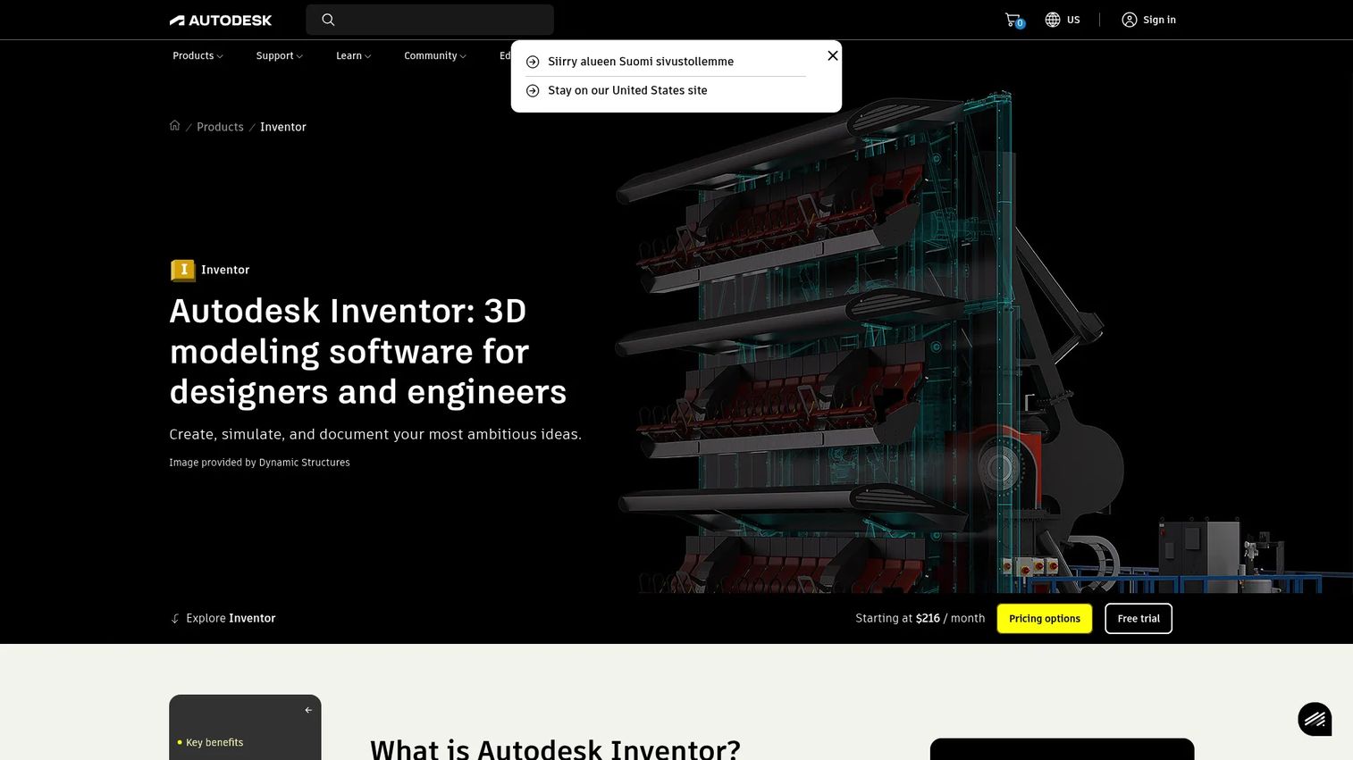 Autodesk Inventor 3D CAD interface