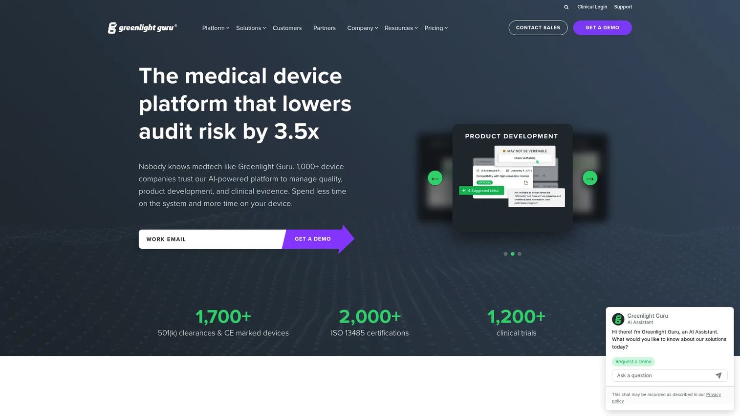 Greenlight Guru website homepage