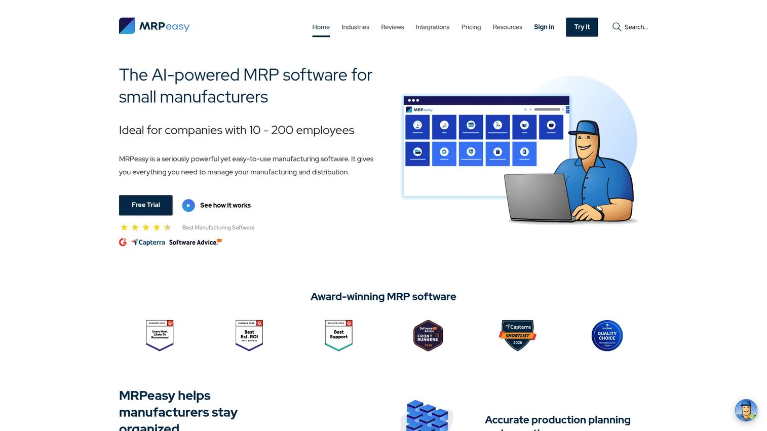 MRPeasy cloud MRP software homepage
