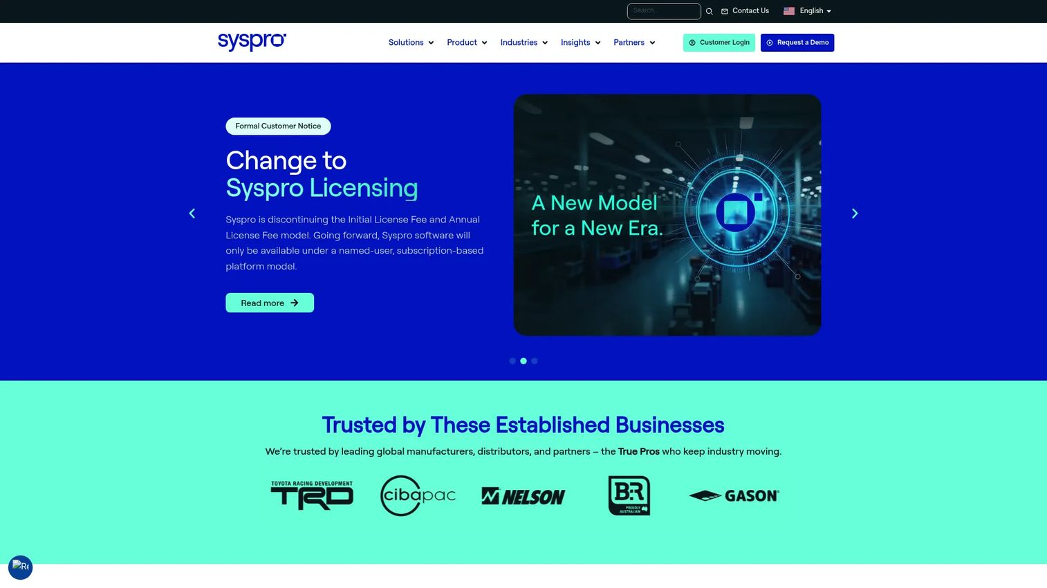 SYSPRO manufacturing ERP homepage