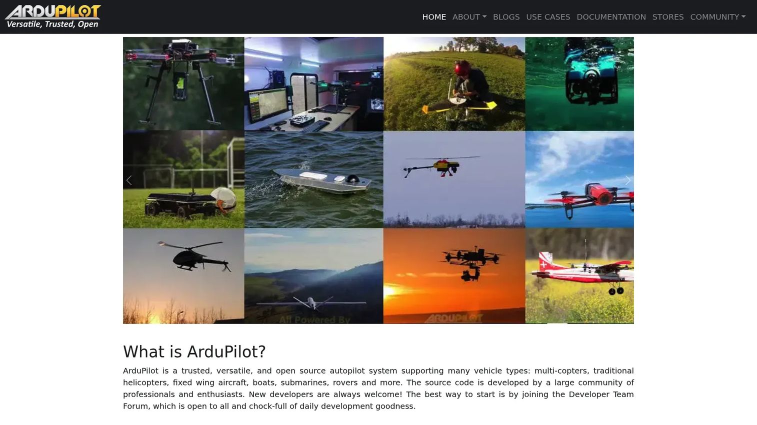 ArduPilot open-source autopilot software supporting multiple vehicle types