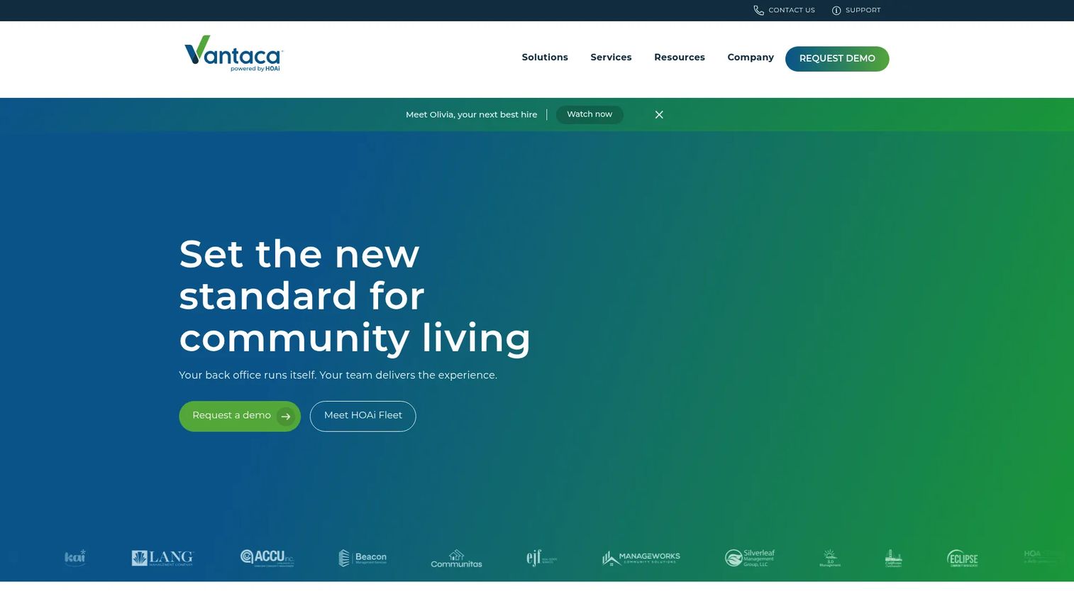 Vantaca community association management software homepage