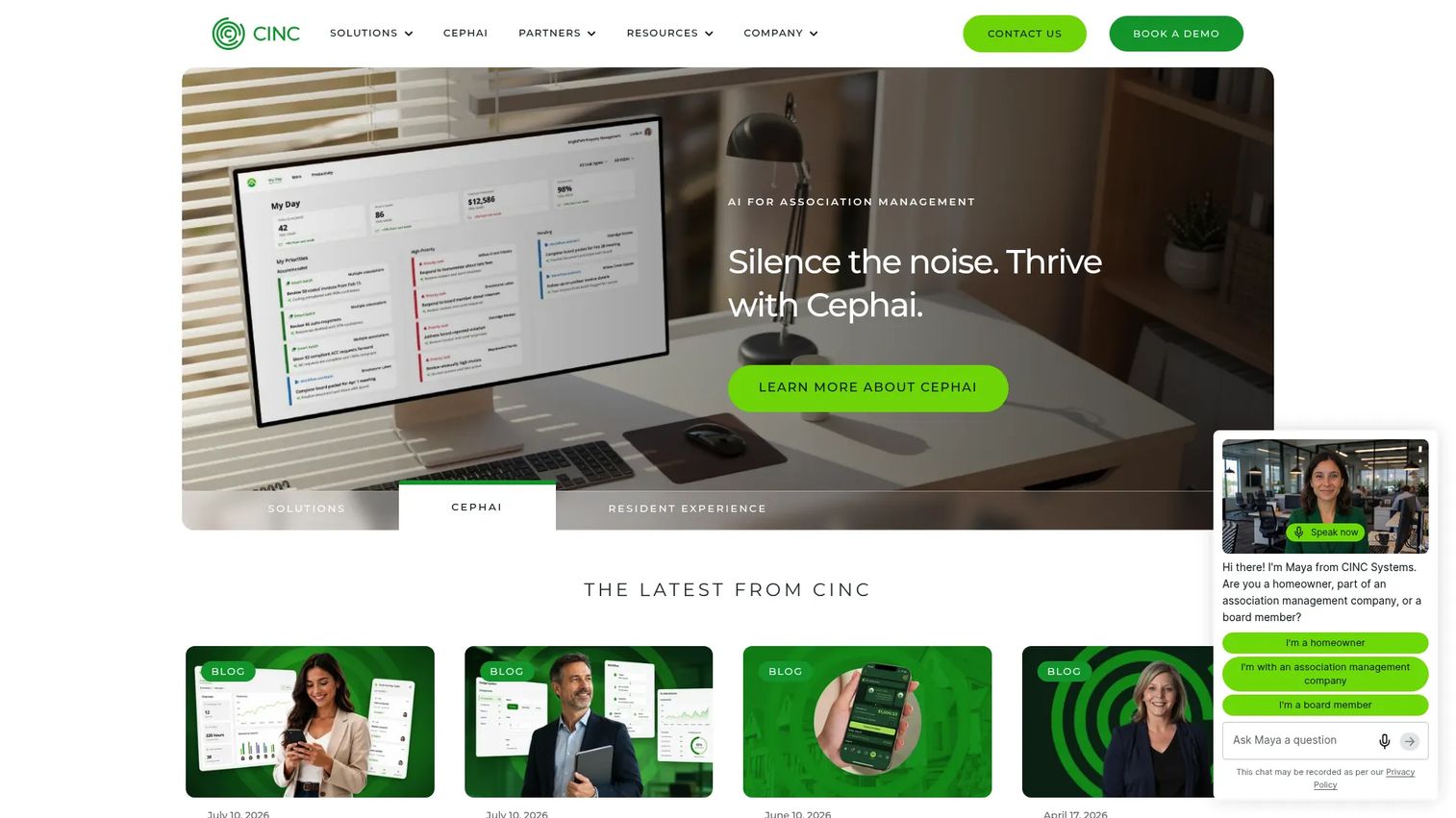CINC Systems community association management software homepage