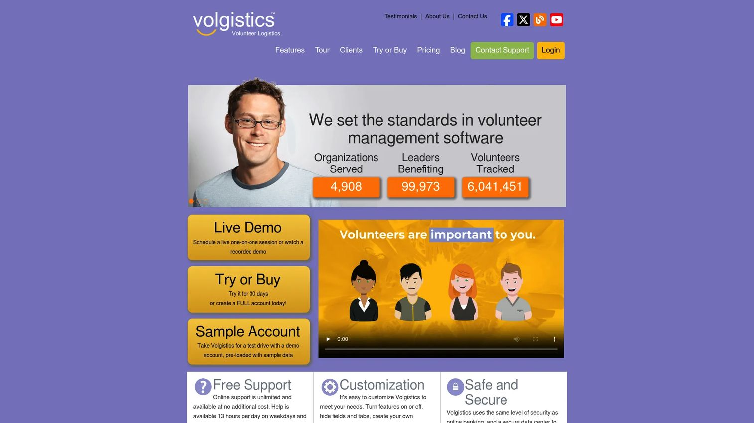 Volgistics volunteer management dashboard