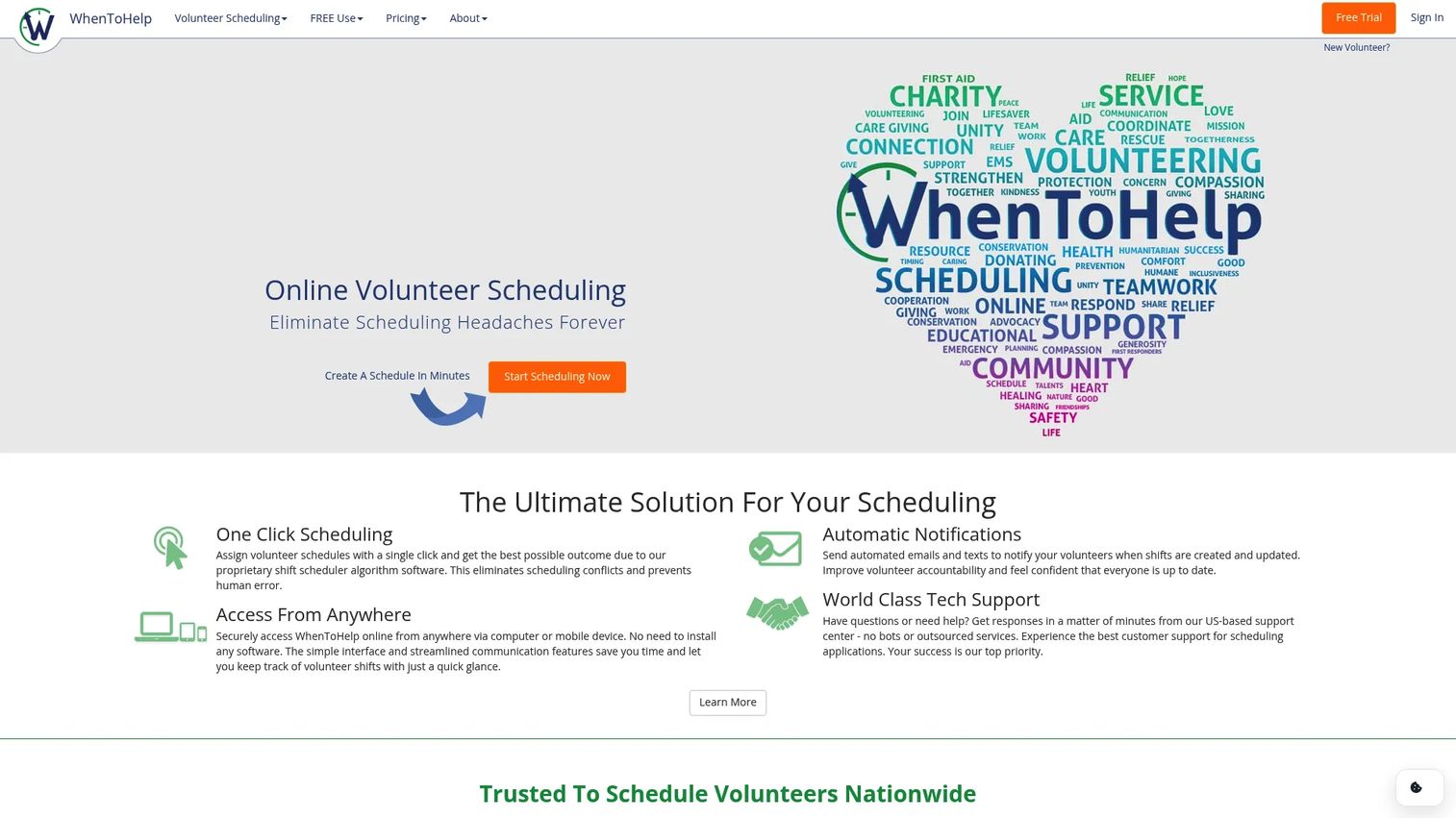 WhenToHelp volunteer scheduling interface