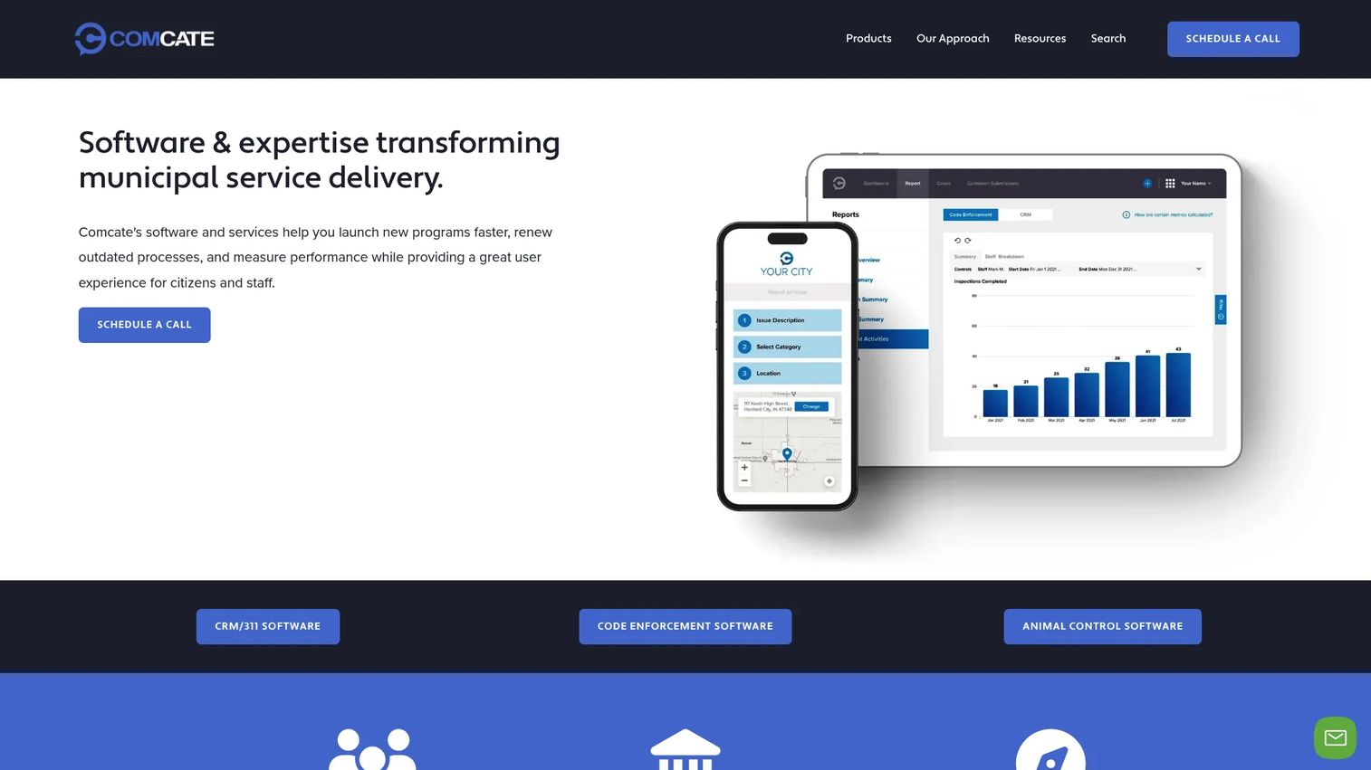 Comcate municipal service delivery software homepage