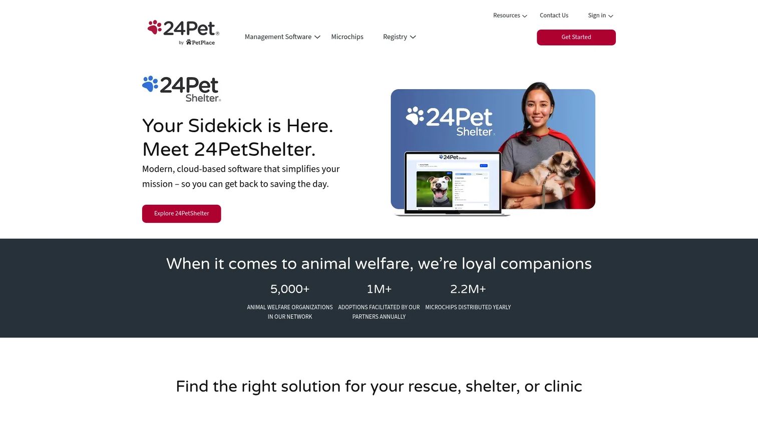 PetPoint Professional shelter management homepage