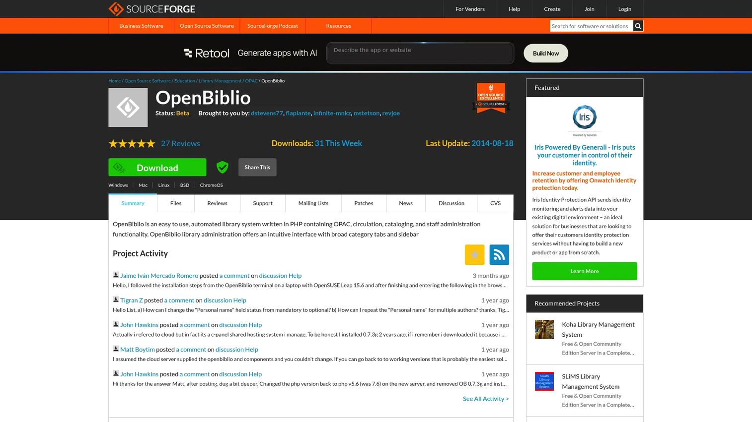 openBiblio open source library management system interface