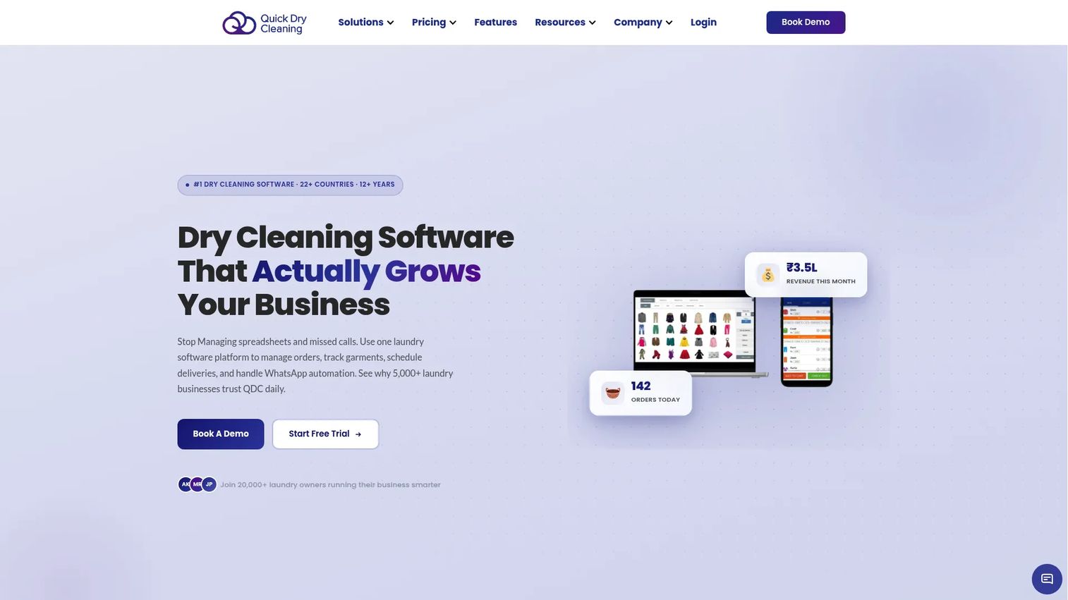 Quick Dry Cleaning Software cloud management homepage