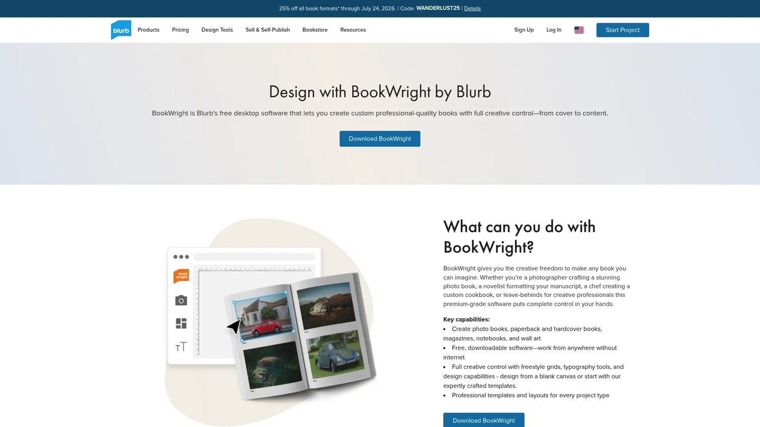 Blurb BookWright print book design software layout view