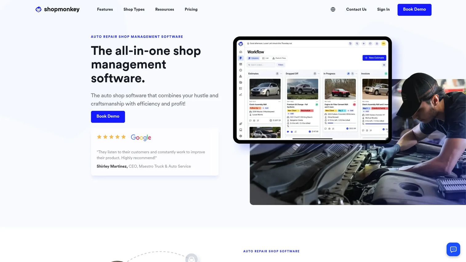 Shopmonkey shop management platform dashboard