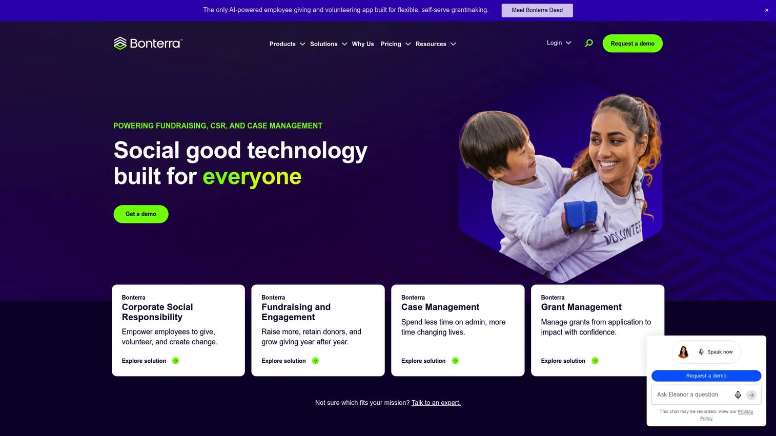 Bonterra social good software product page