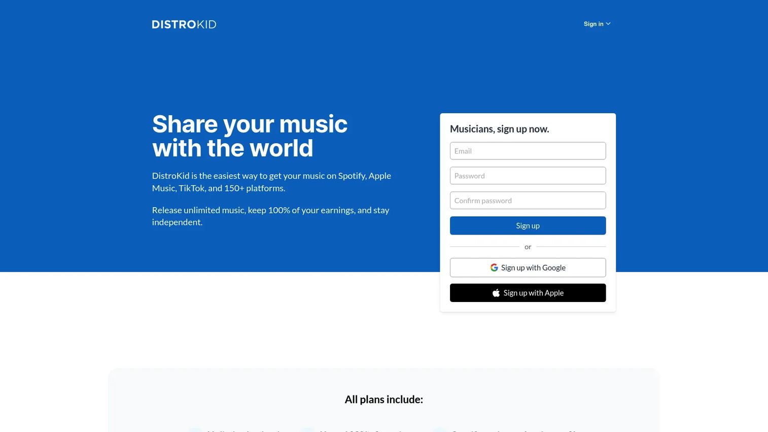 DistroKid music distribution homepage