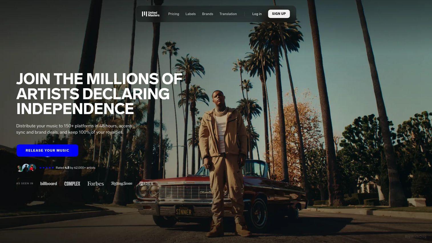 UnitedMasters music distribution homepage