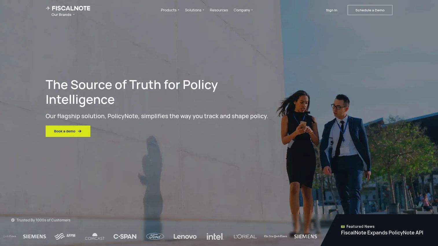 FiscalNote policy intelligence platform homepage