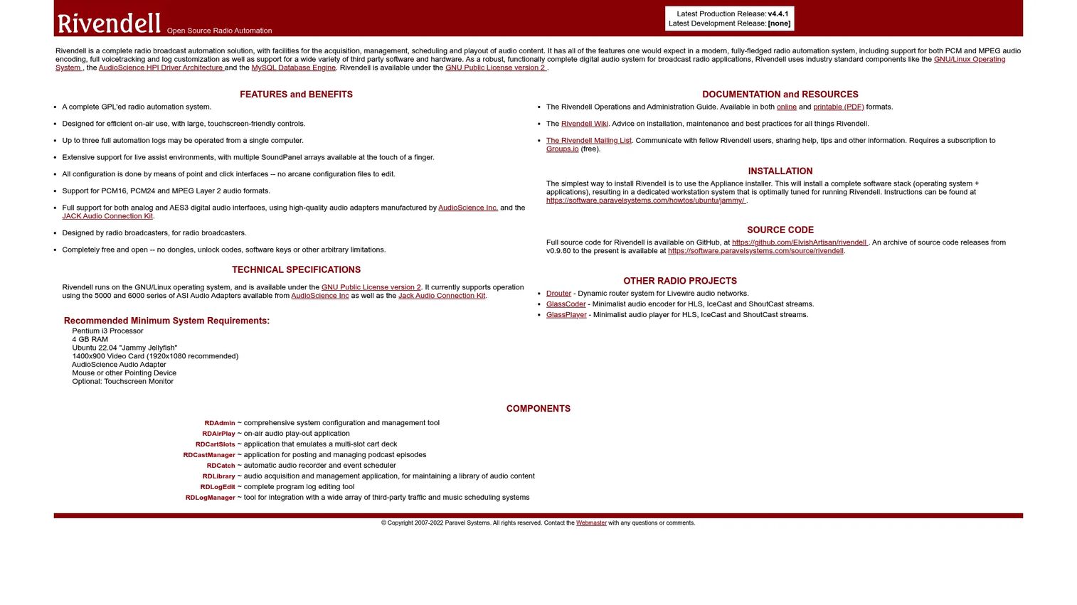 Rivendell open-source broadcast automation homepage