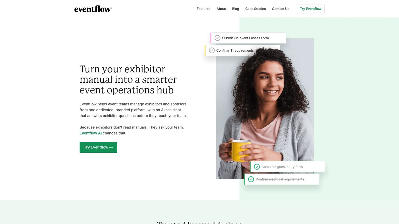 Eventflow exhibitor and sponsor management software homepage