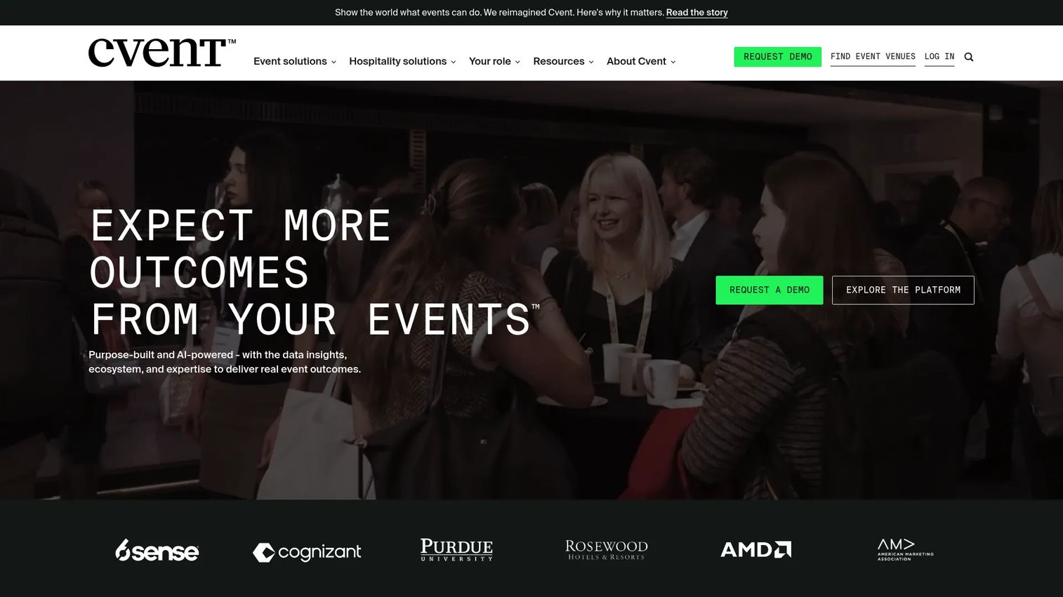 Cvent enterprise event management platform homepage