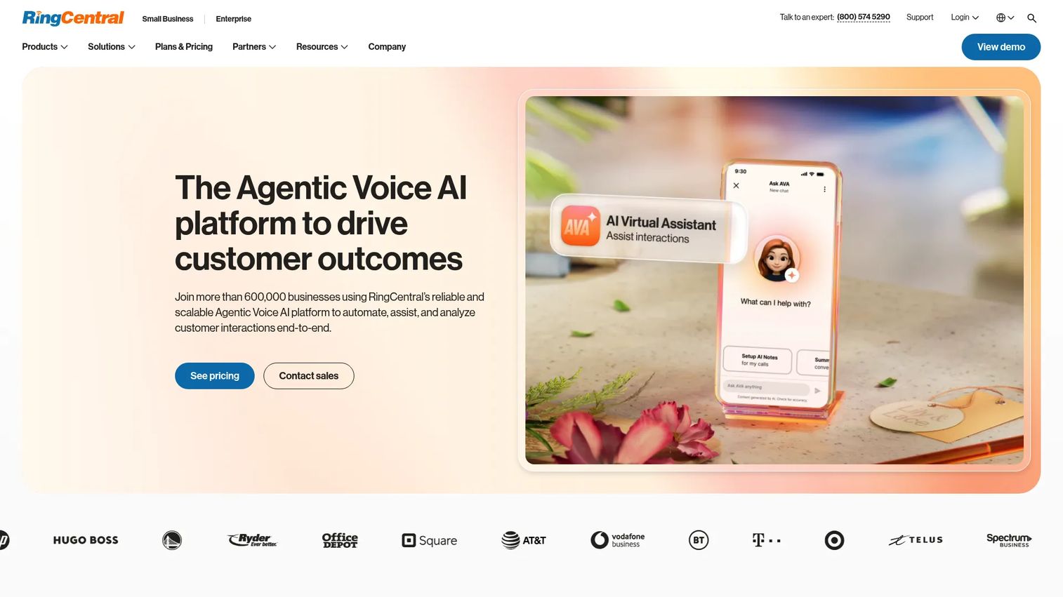 RingCentral unified communications platform with phone, video, and messaging