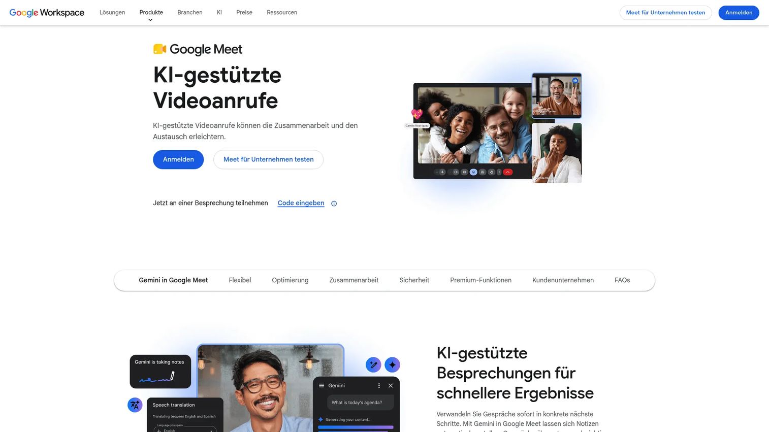 Google Meet browser-based video conferencing interface