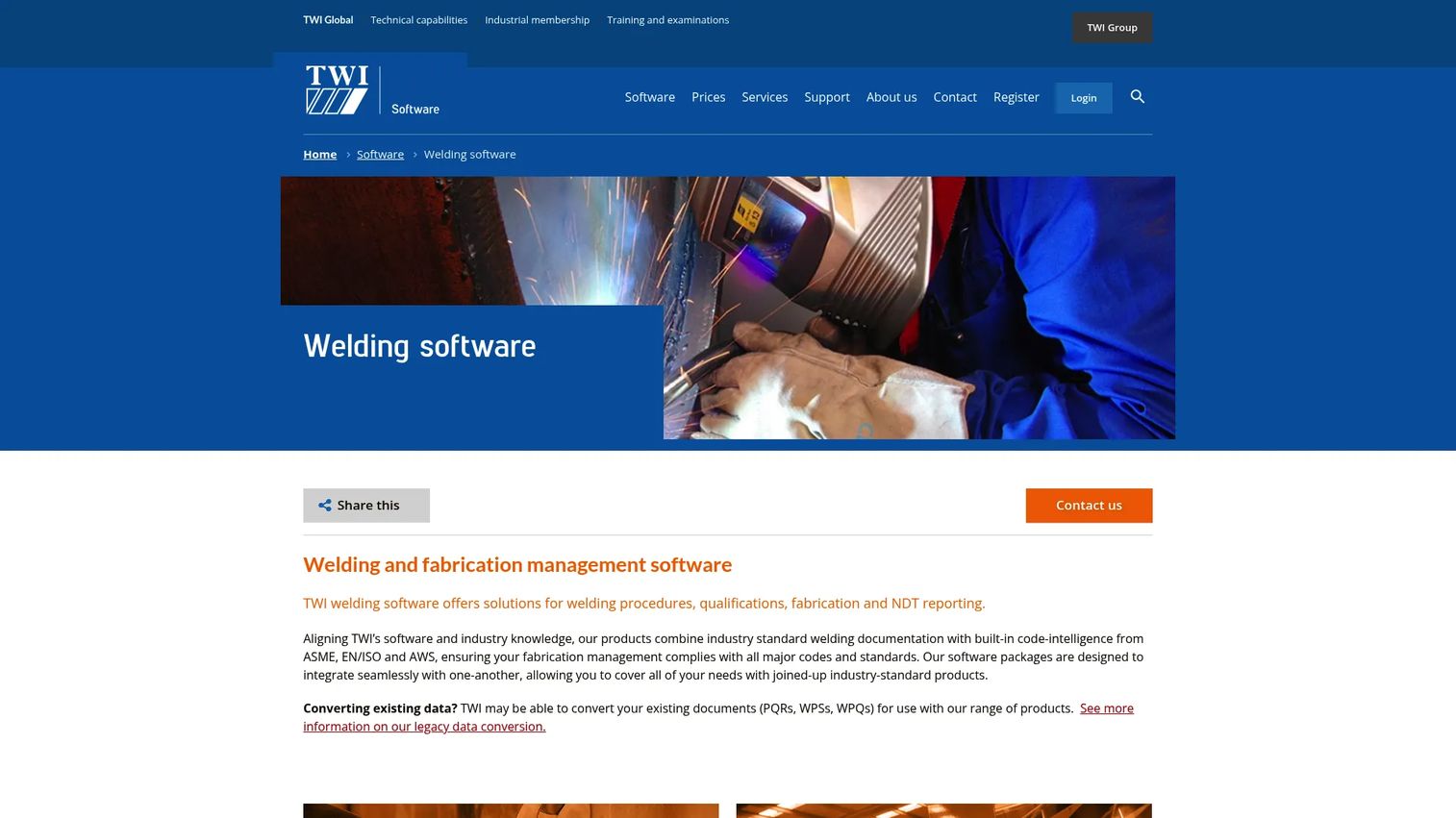 TWI Software Welding Software homepage