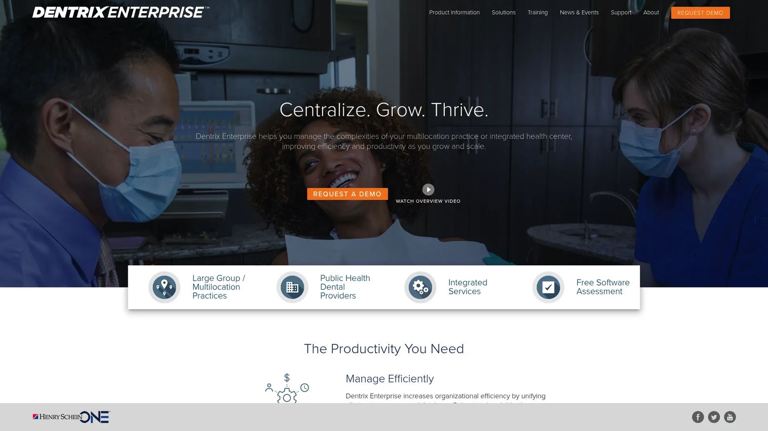 Dentrix Enterprise dental practice management software homepage