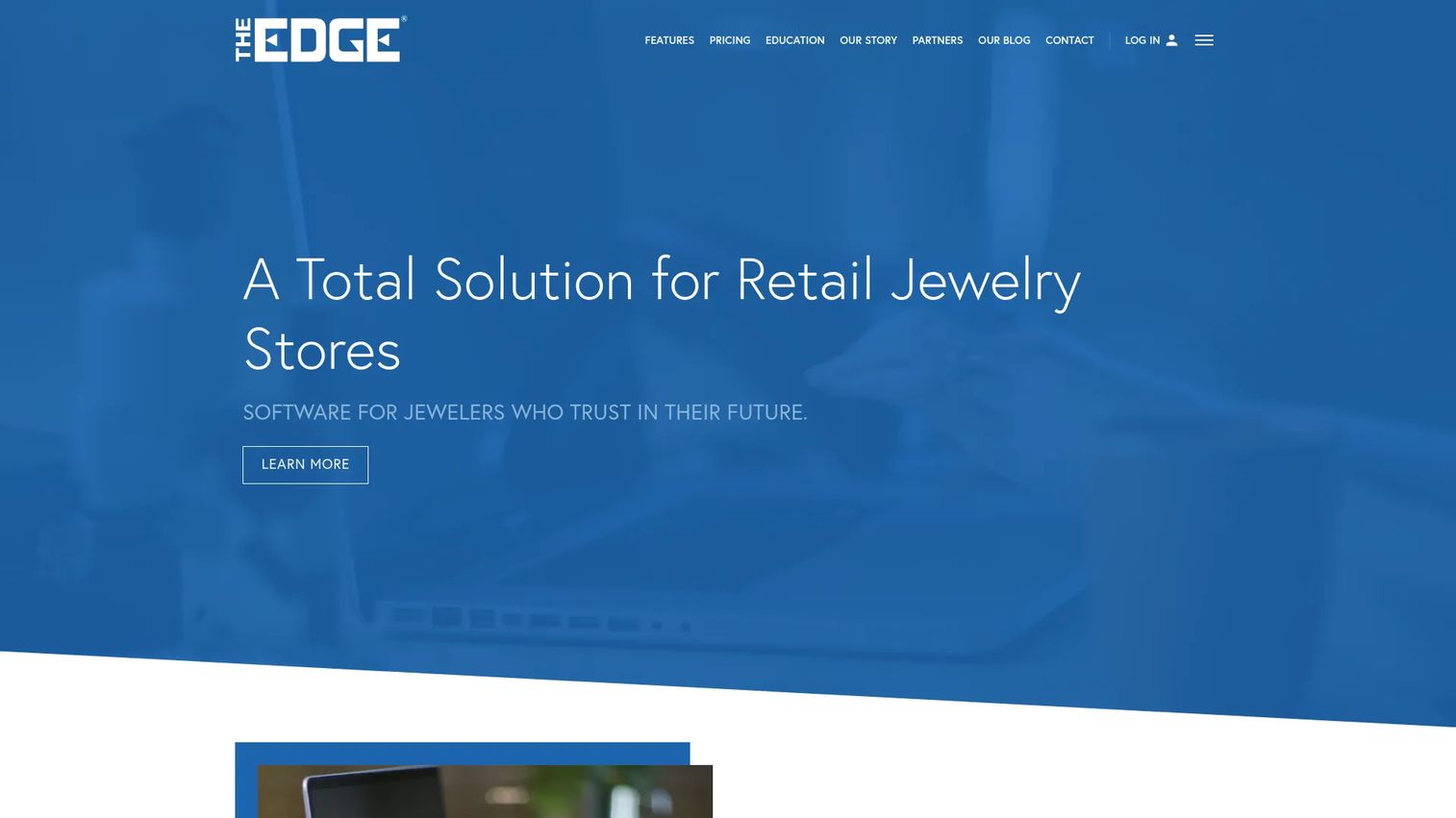 The Edge for Jewelers homepage showing jewelry store management software