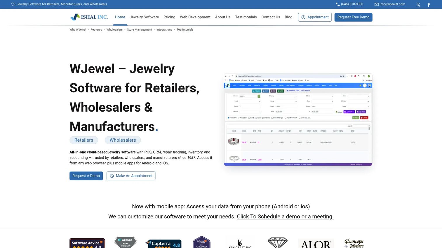 WJewel jewelry POS and business software homepage