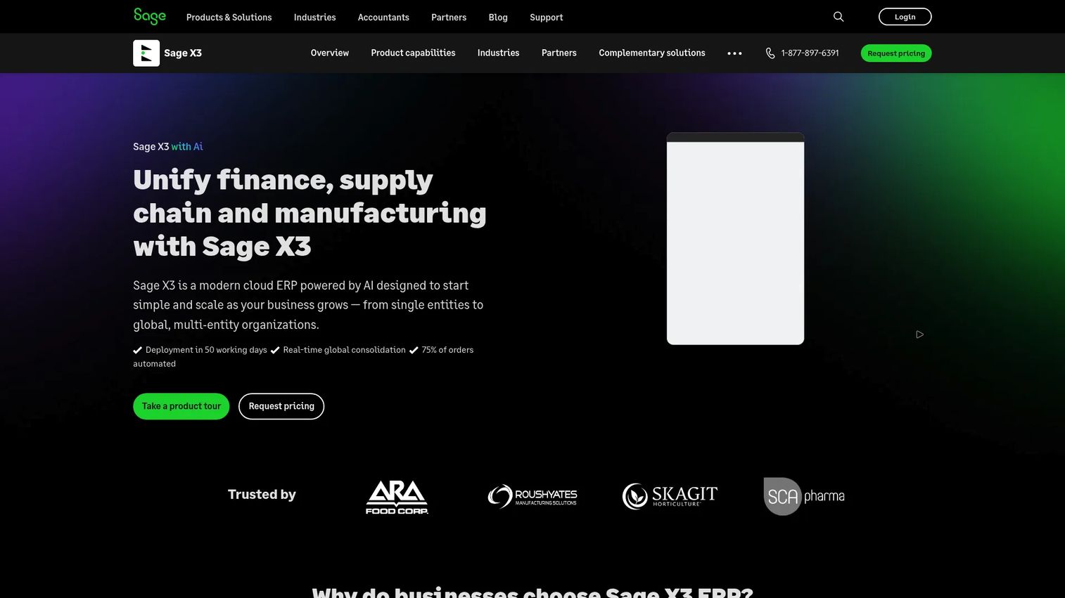 Sage X3 product page