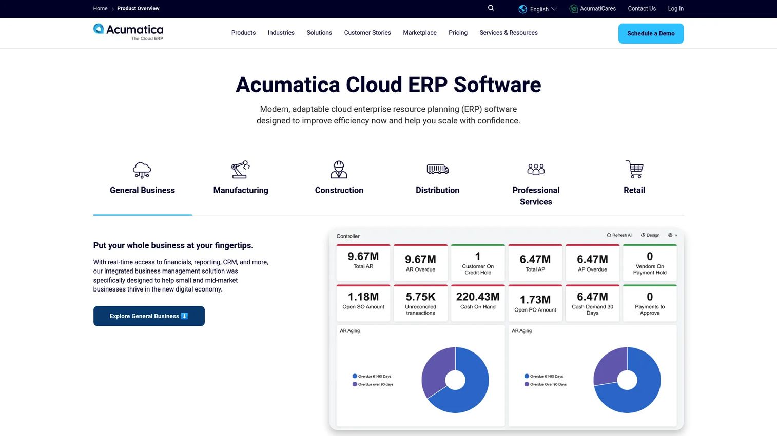 Acumatica Cloud ERP product page