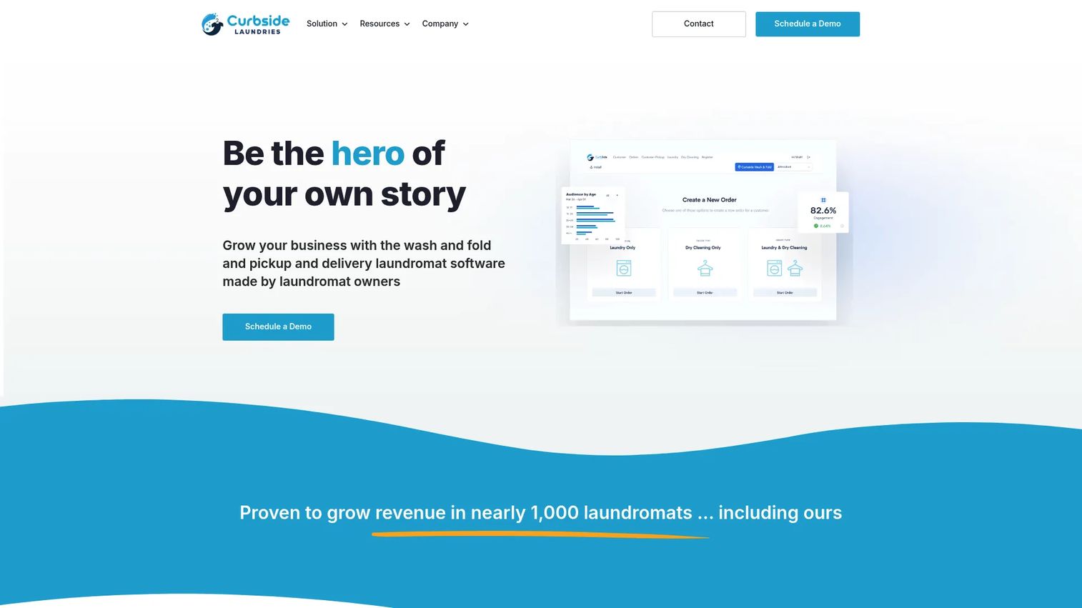 Curbside Laundries wash and fold and pickup delivery software homepage