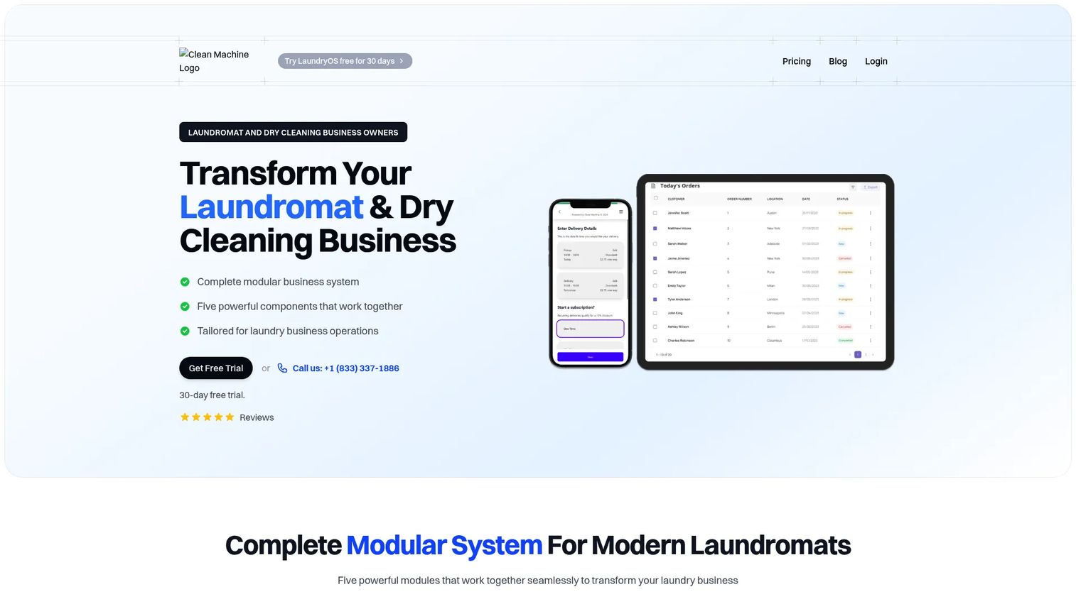 LaundryOS laundromat operations and multi-store software homepage