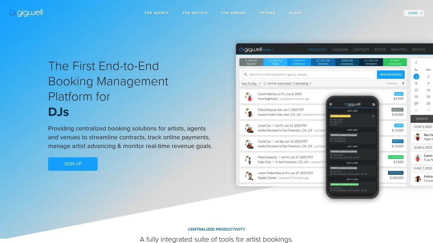 Gigwell booking management software