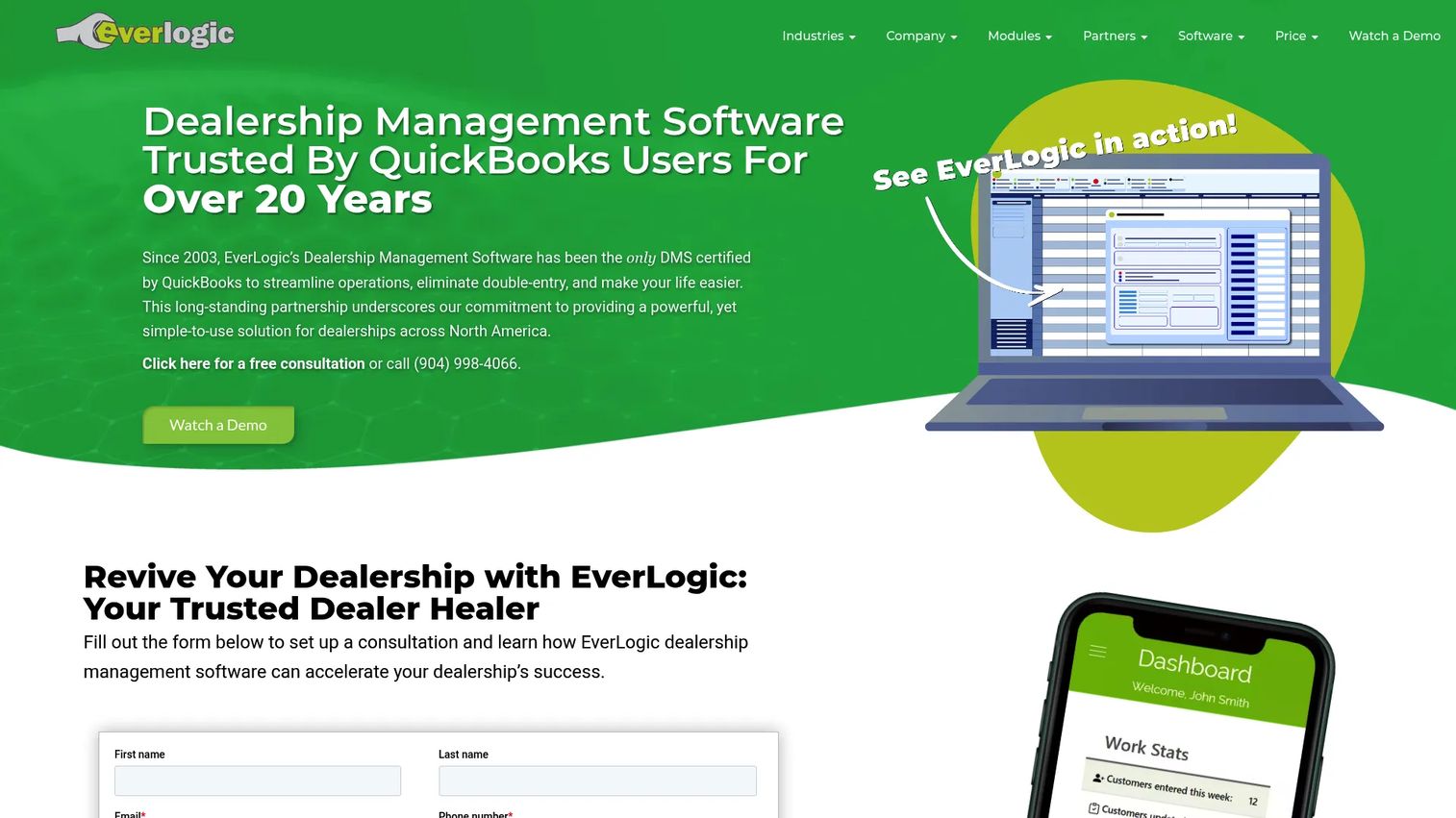 EverLogic RV dealership management software homepage