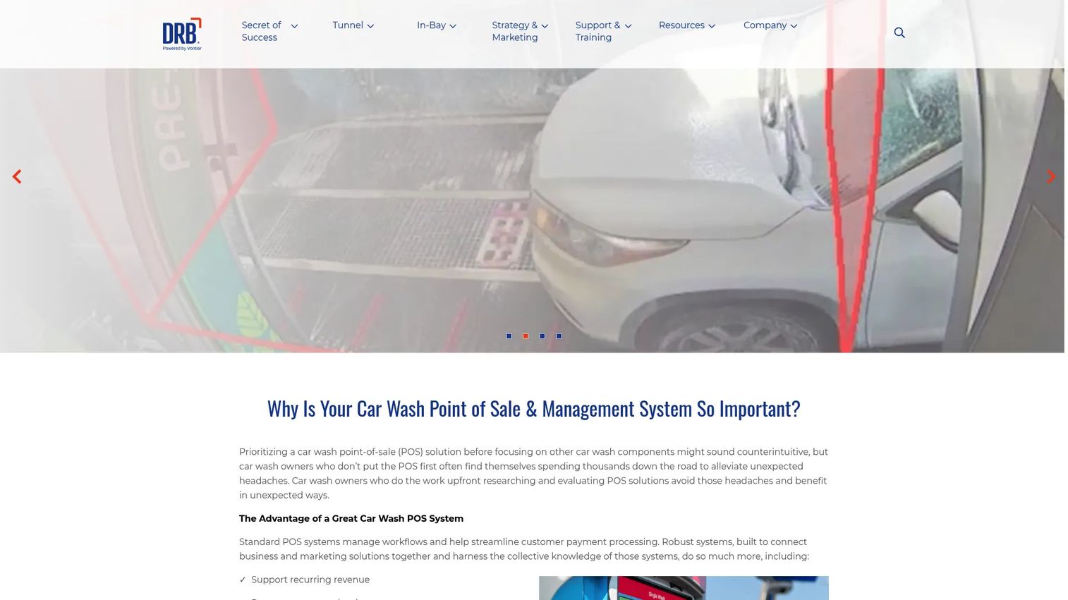 DRB car wash POS and tunnel management homepage