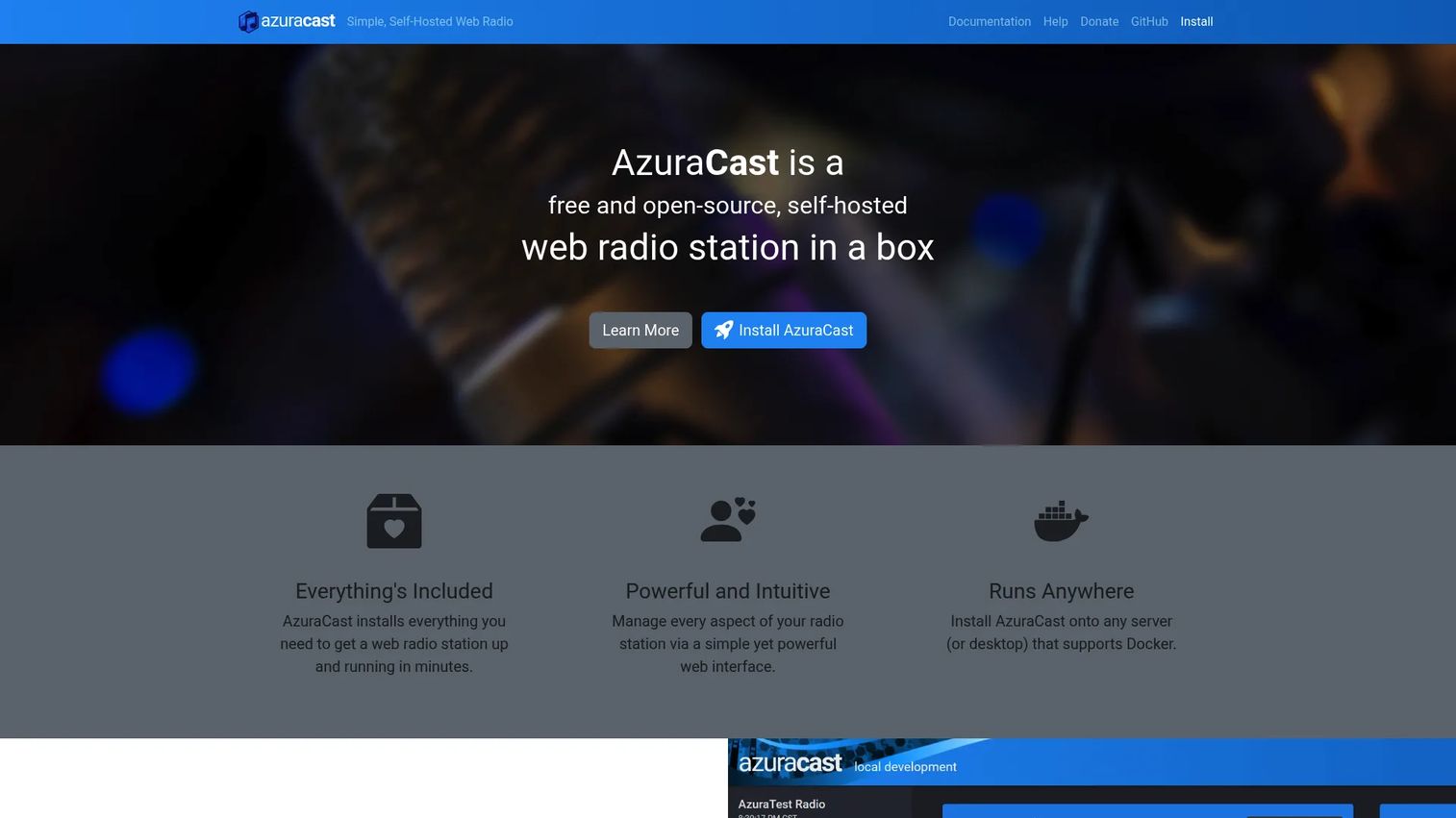 AzuraCast self-hosted radio management dashboard