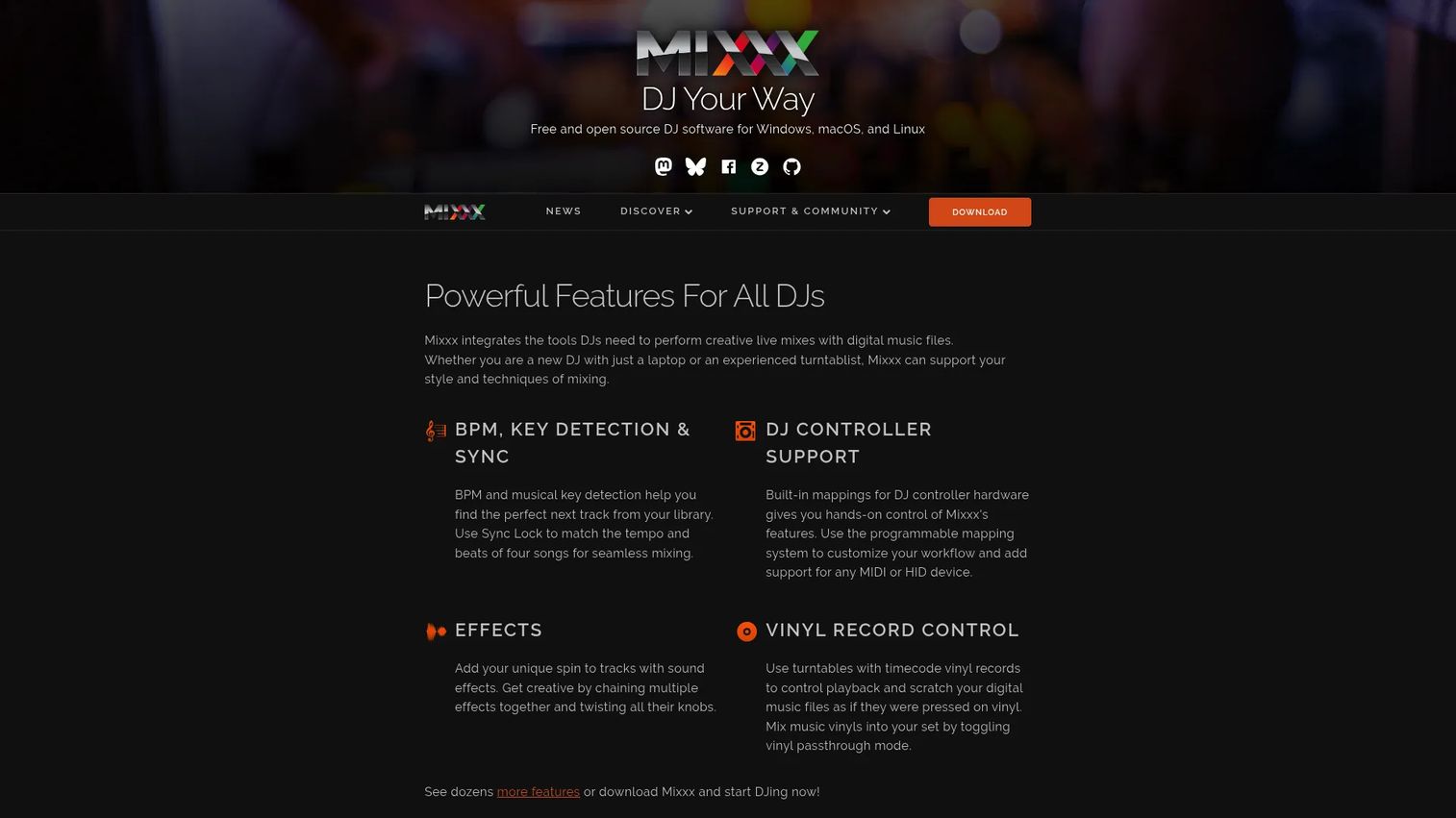 Mixxx free DJ mixing software interface