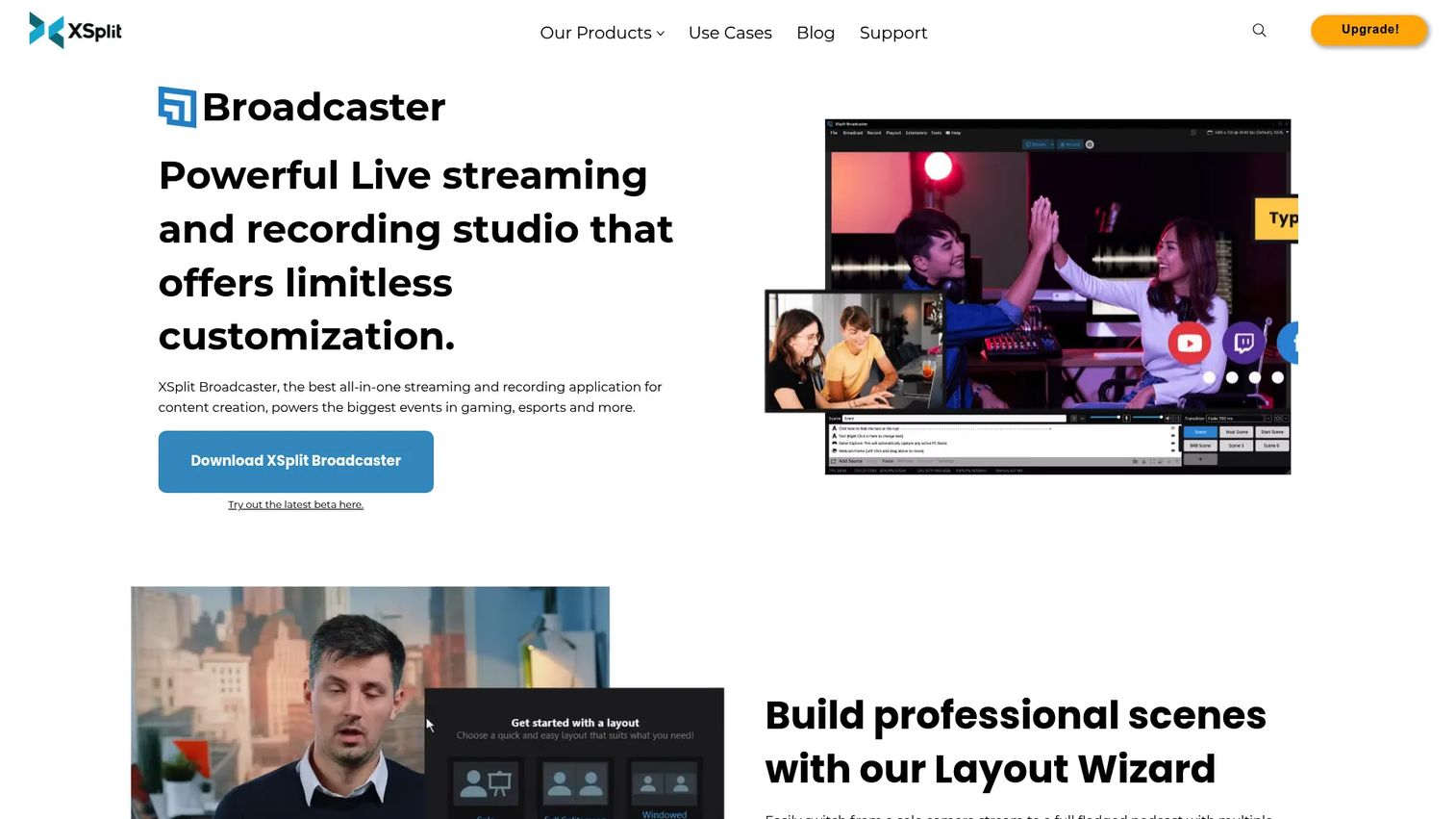 XSplit Broadcaster live streaming and recording studio software