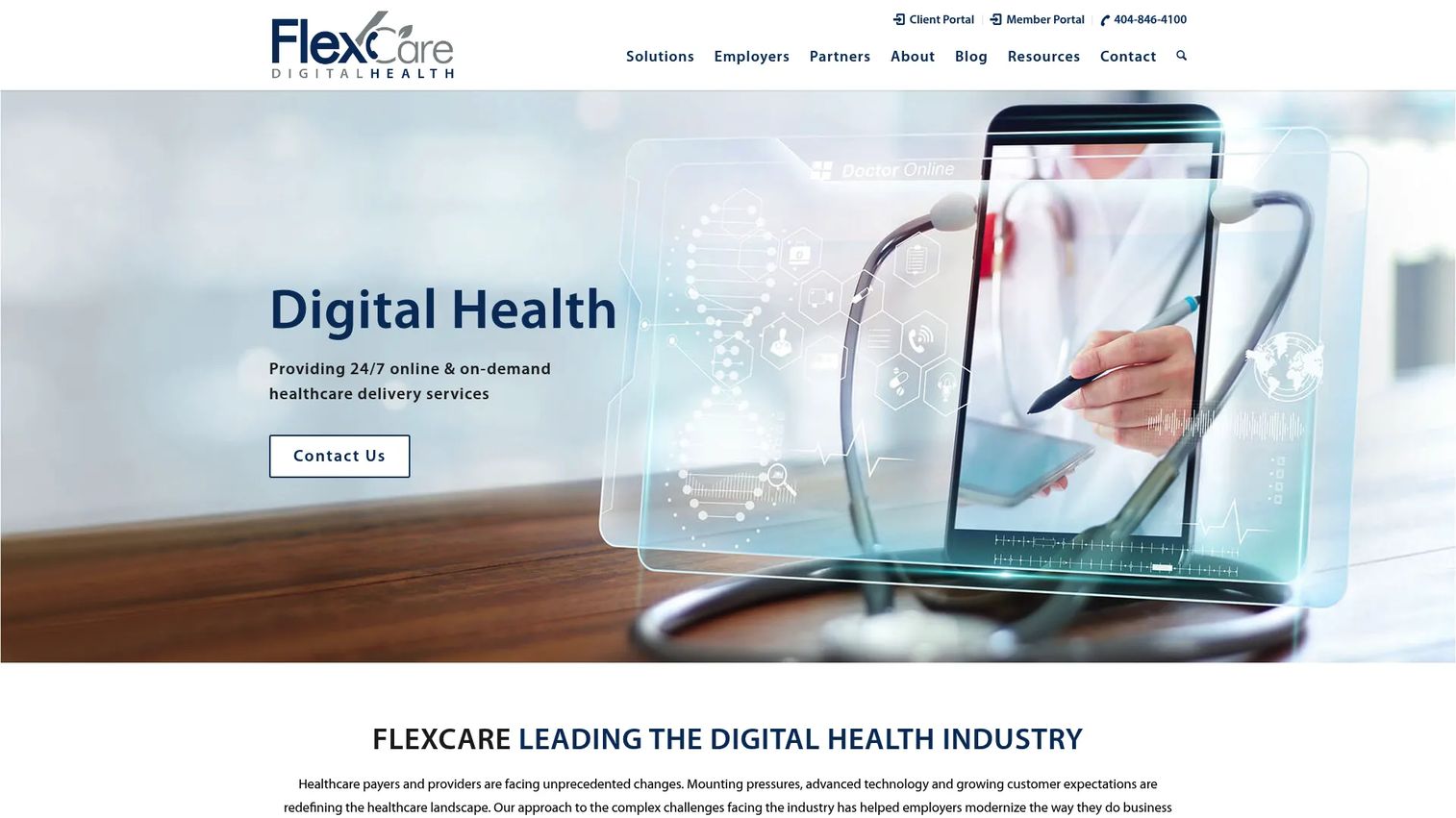 Flexcare service platform homepage