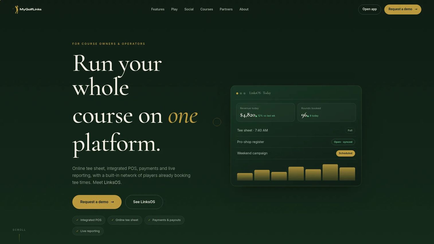 MyGolfLinks golf platform homepage