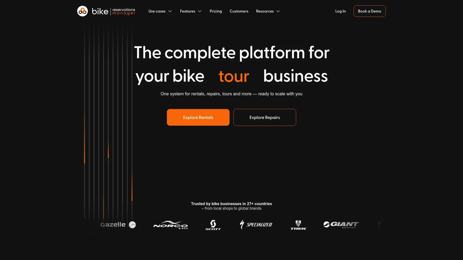 Bike Rental Manager website homepage