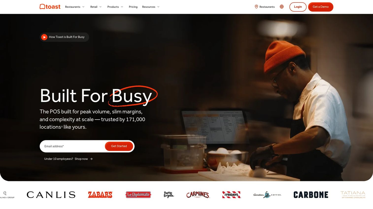 Toast restaurant and cafe POS platform homepage